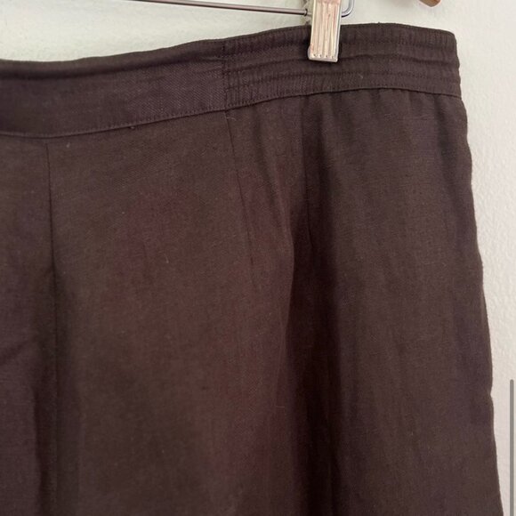 Elisabeth by Liz Claiborne Brown Linen Pleat Front Classic High Waist Shorts - Picture 5 of 6